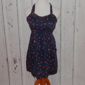 Cooperative Strawberry Print Size Small Halter Back Faux Bow Tie Waist Dress3571